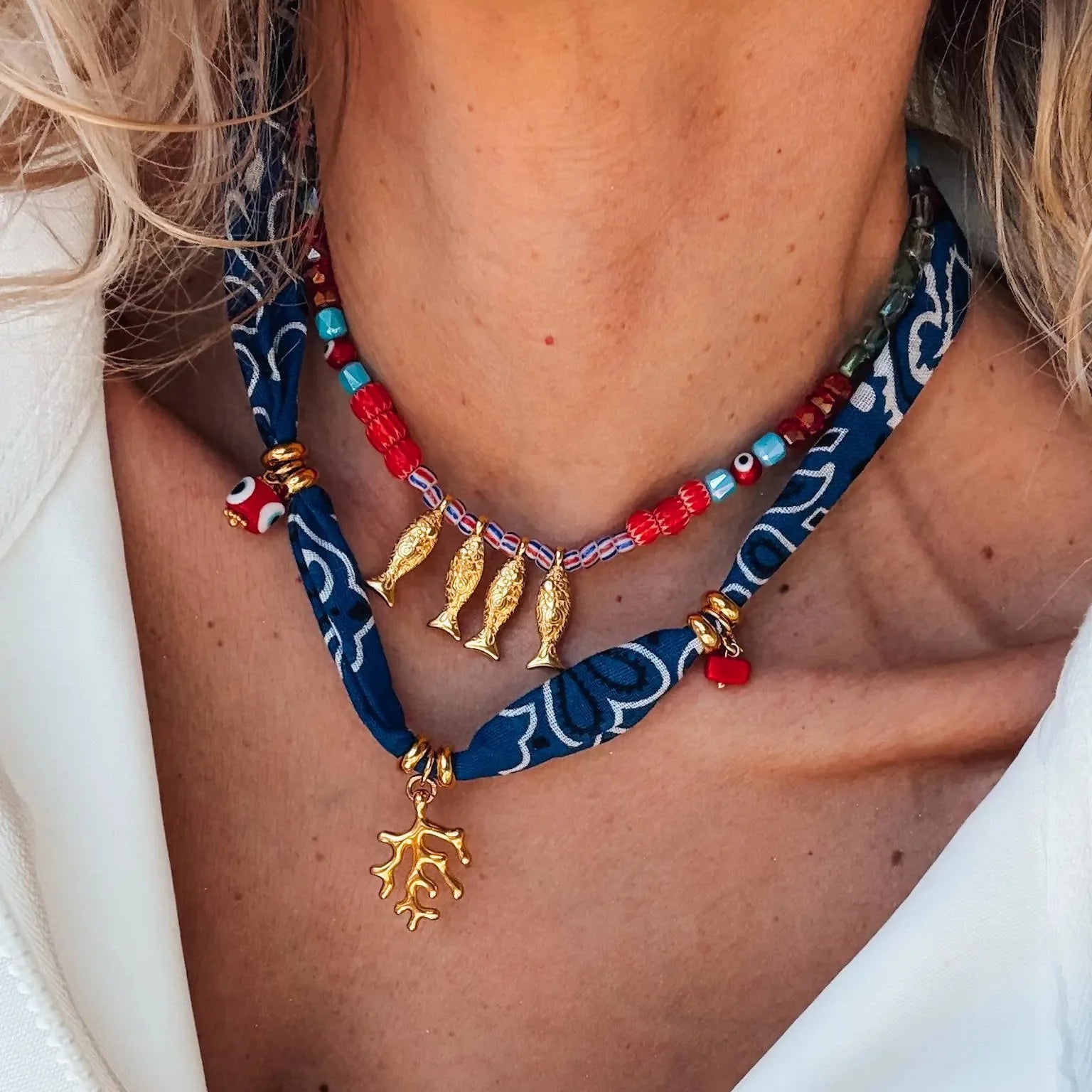 18K Gold Plated Fish Coral Pendant Necklace – Bohemian Beach Jewelry