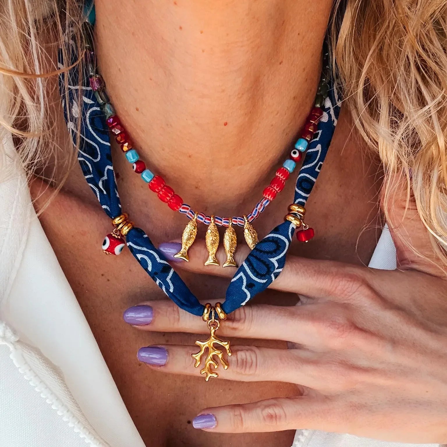 18K Gold Plated Fish Coral Pendant Necklace – Bohemian Beach Jewelry