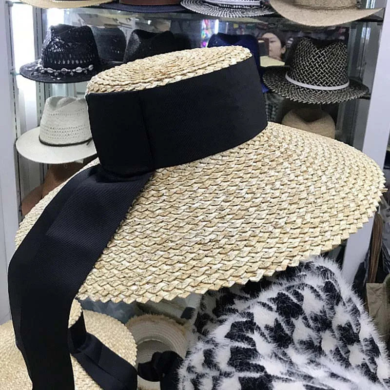 New Fashion Women’s Natural Straw Sun Hat – Large Wide Brim Floppy Kentucky Derby Style