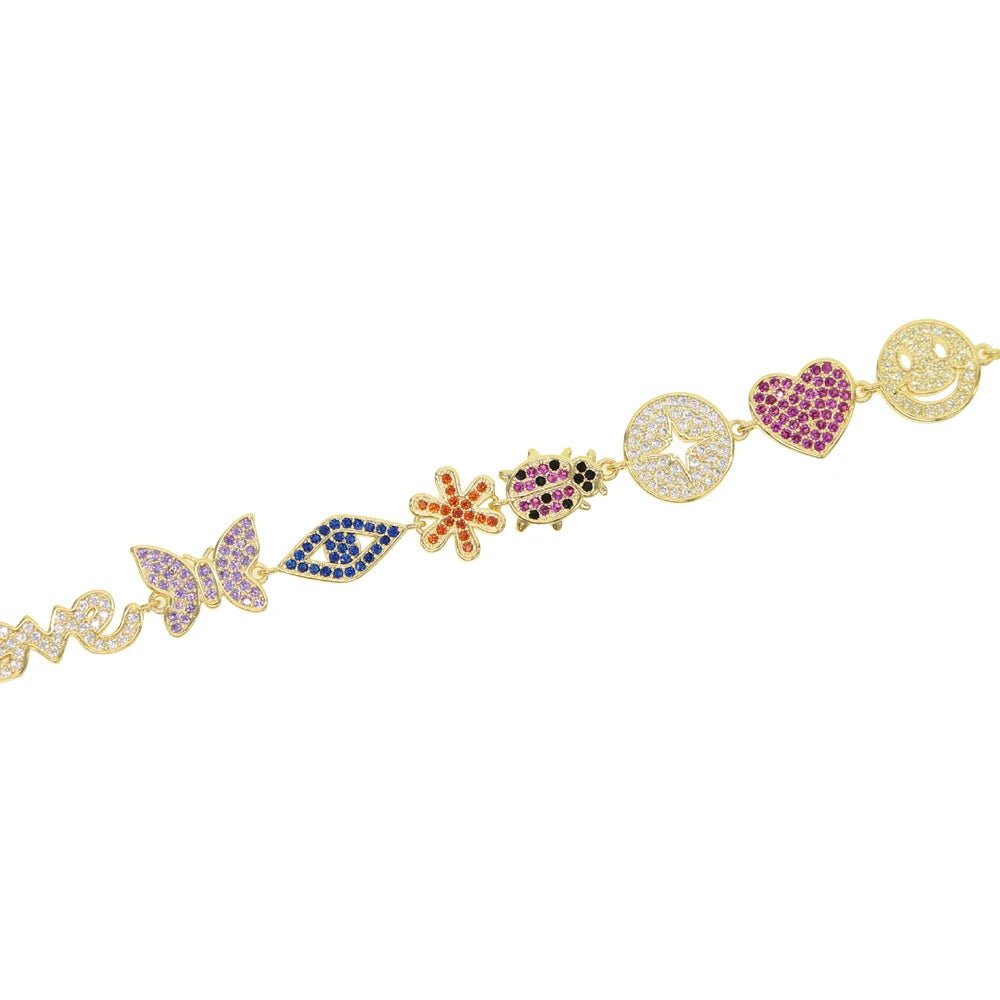 New Beach Animal Lips Face Choker Necklace – Rainbow CZ Sparkle