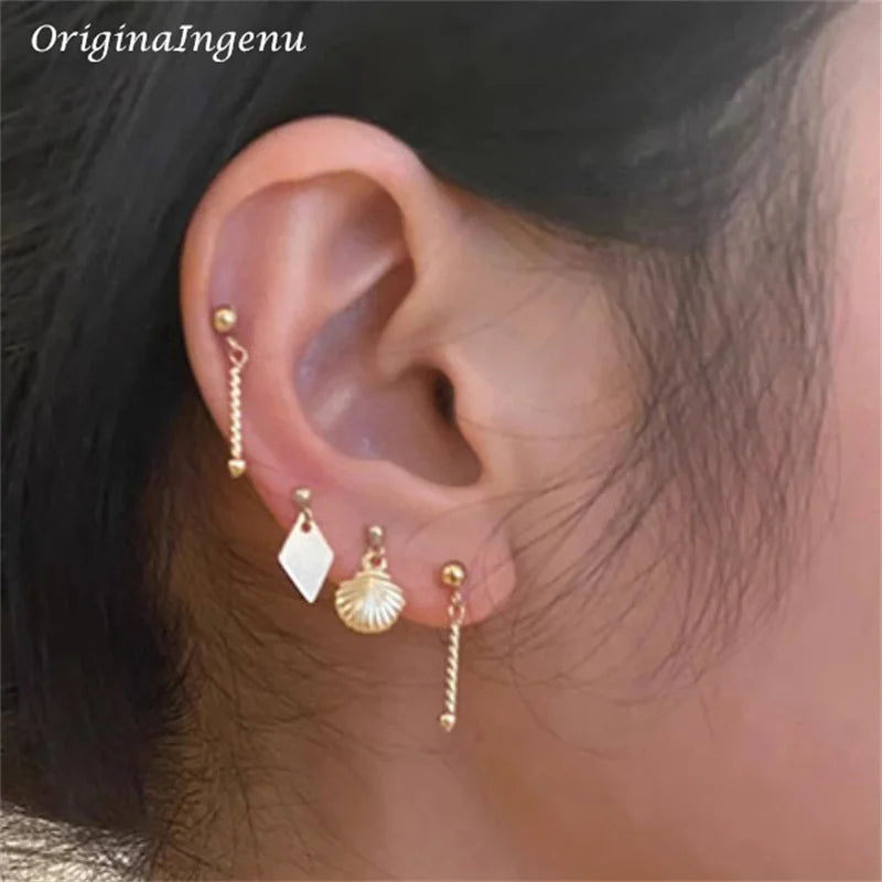 4 Pieces 14K Gold Filled Stud Earrings Set – Dainty & Tarnish Resistant