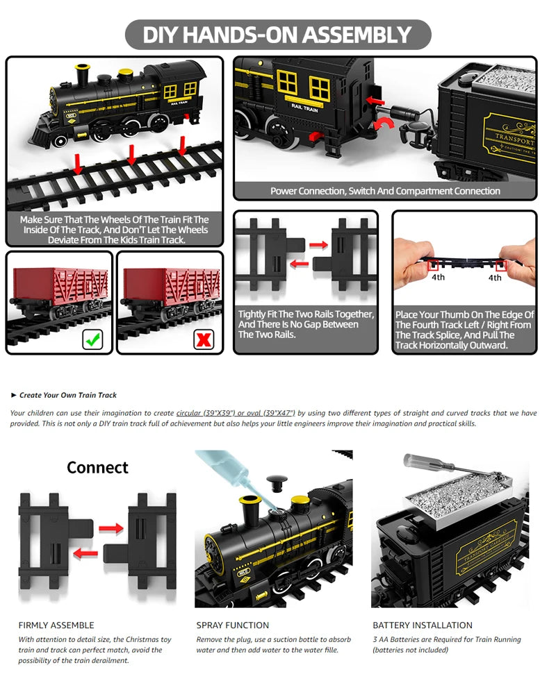 Kids' Electric Steam Train Toy Set – High-Speed Rail Adventure!