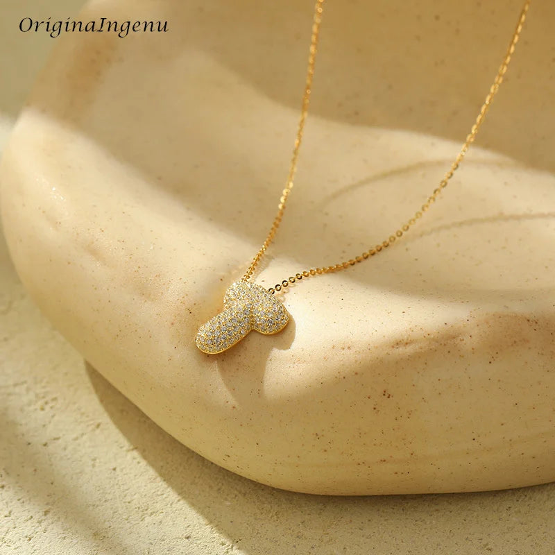 Silver Bubble Letter Name Necklace – A–Z Initials