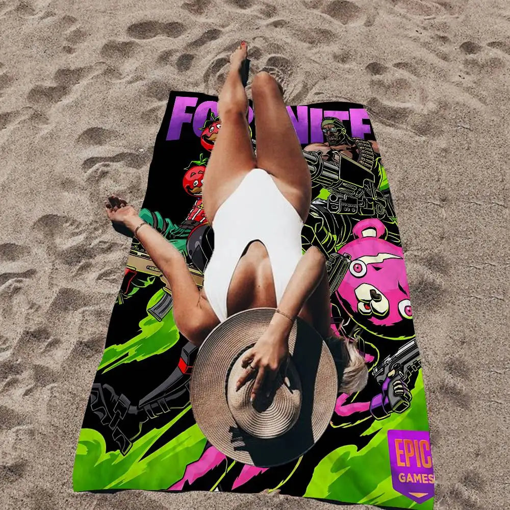 Cartoon F-Fortnite Microfiber Beach Towel – Soft, Quick-Dry & Ultra-Absorbent
