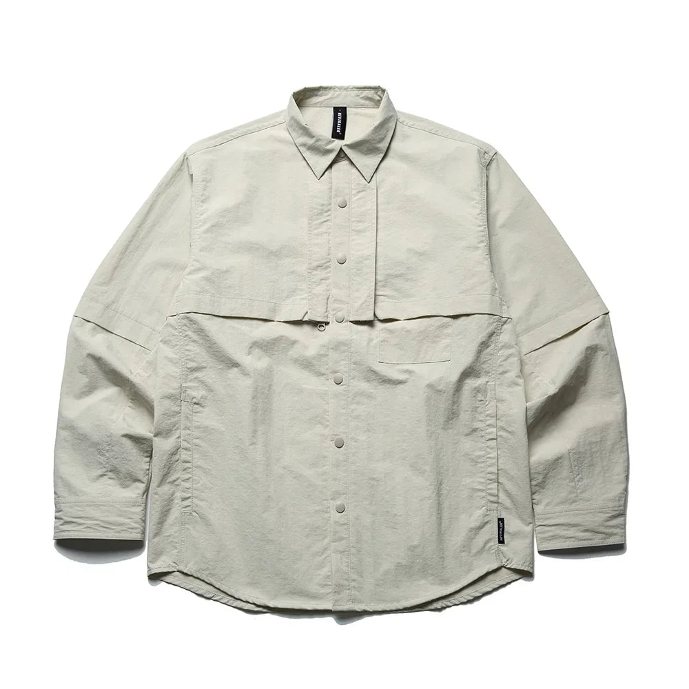 Men’s Waterproof Quick-Dry Techwear Cargo Shirt – Oversized Street Style