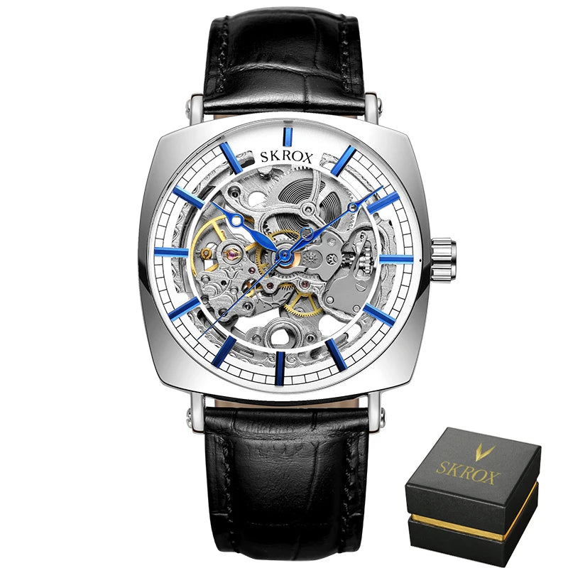 Square Skeleton Automatic Mechanical Watch – Elegant Luxury for Men
