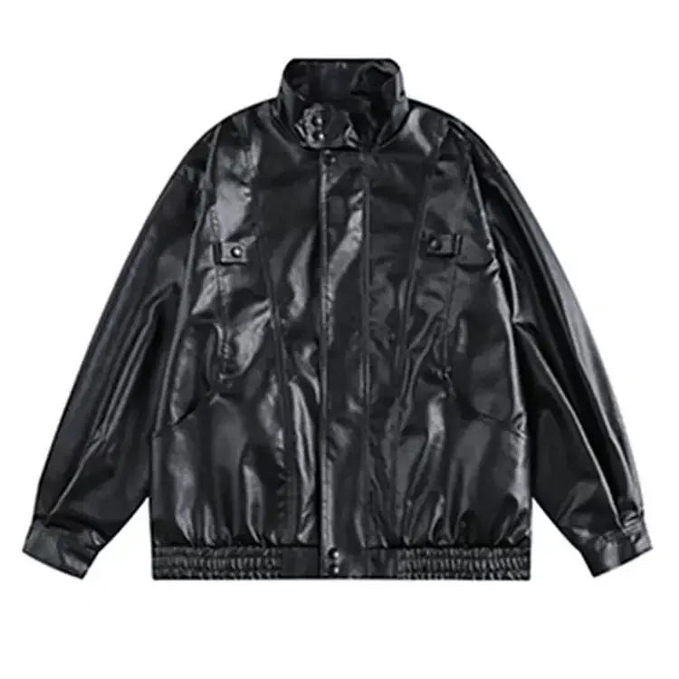 American Retro Oversized PU Leather Jacket – Spring 2025 Edition