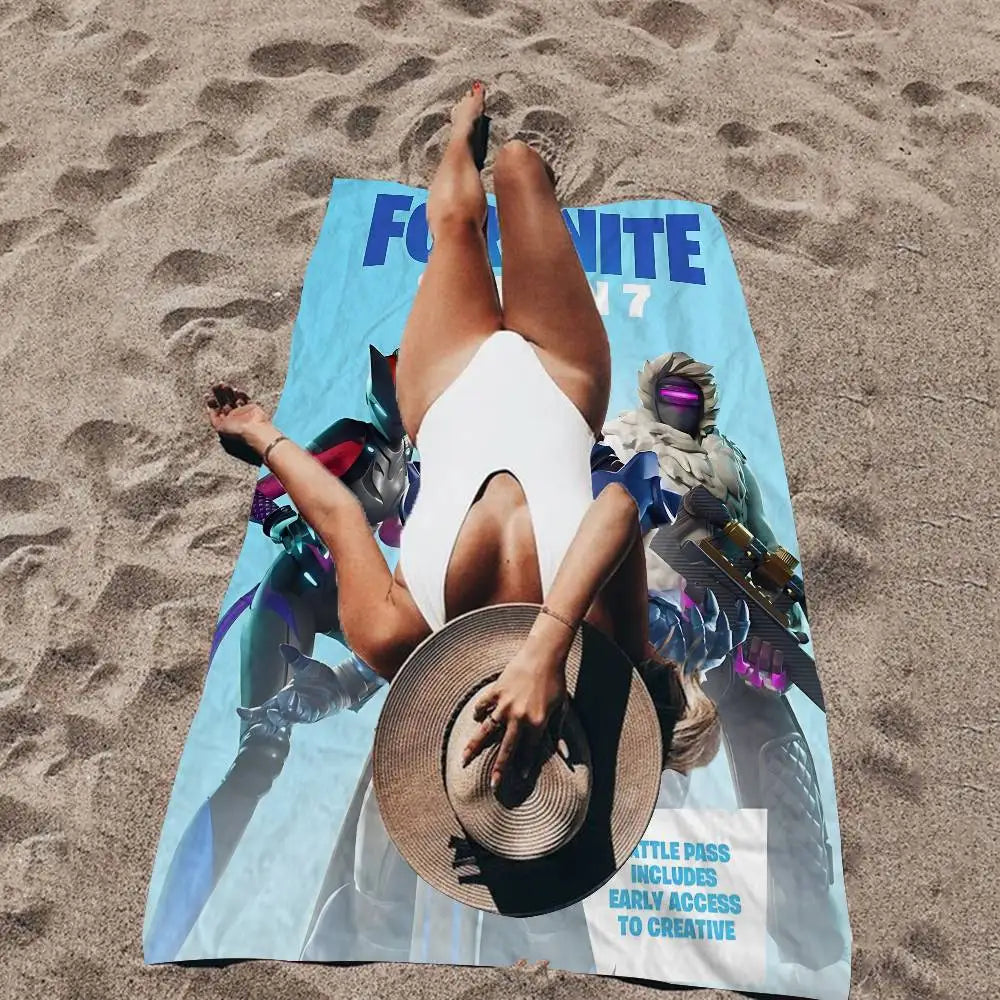 Cartoon F-Fortnite Microfiber Beach Towel – Soft, Quick-Dry & Ultra-Absorbent