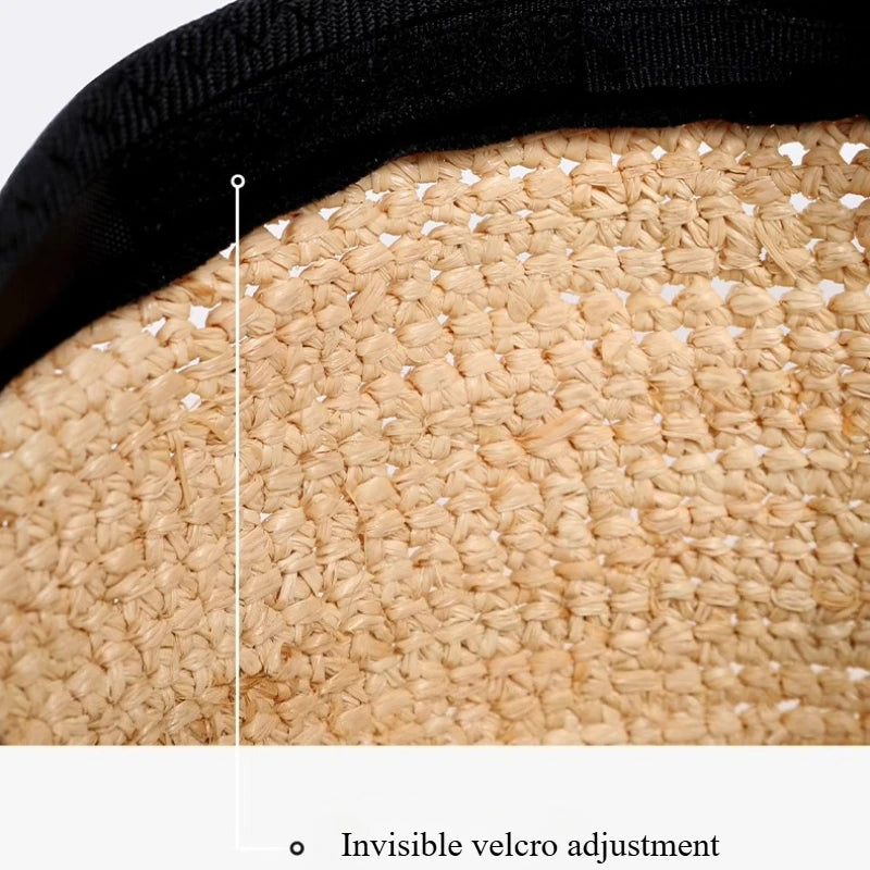 Handmade Raffia Straw Sun Hat for Women – Wide Brim Crochet Cowboy Style