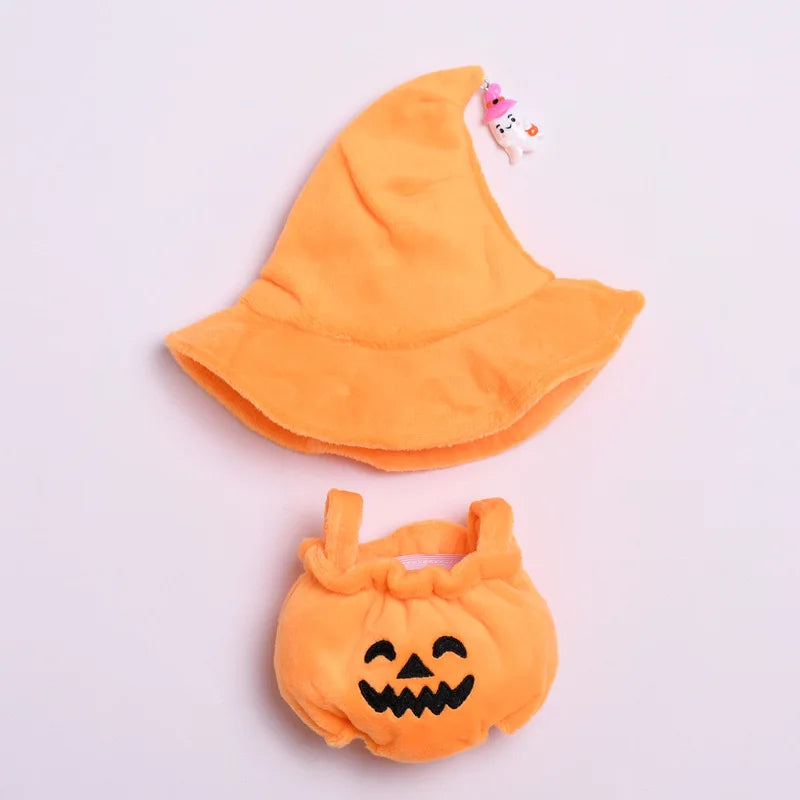For Labubu 17cm Hanging Ornament Halloween Pumpkin Costume Black Hat Doll Clothes