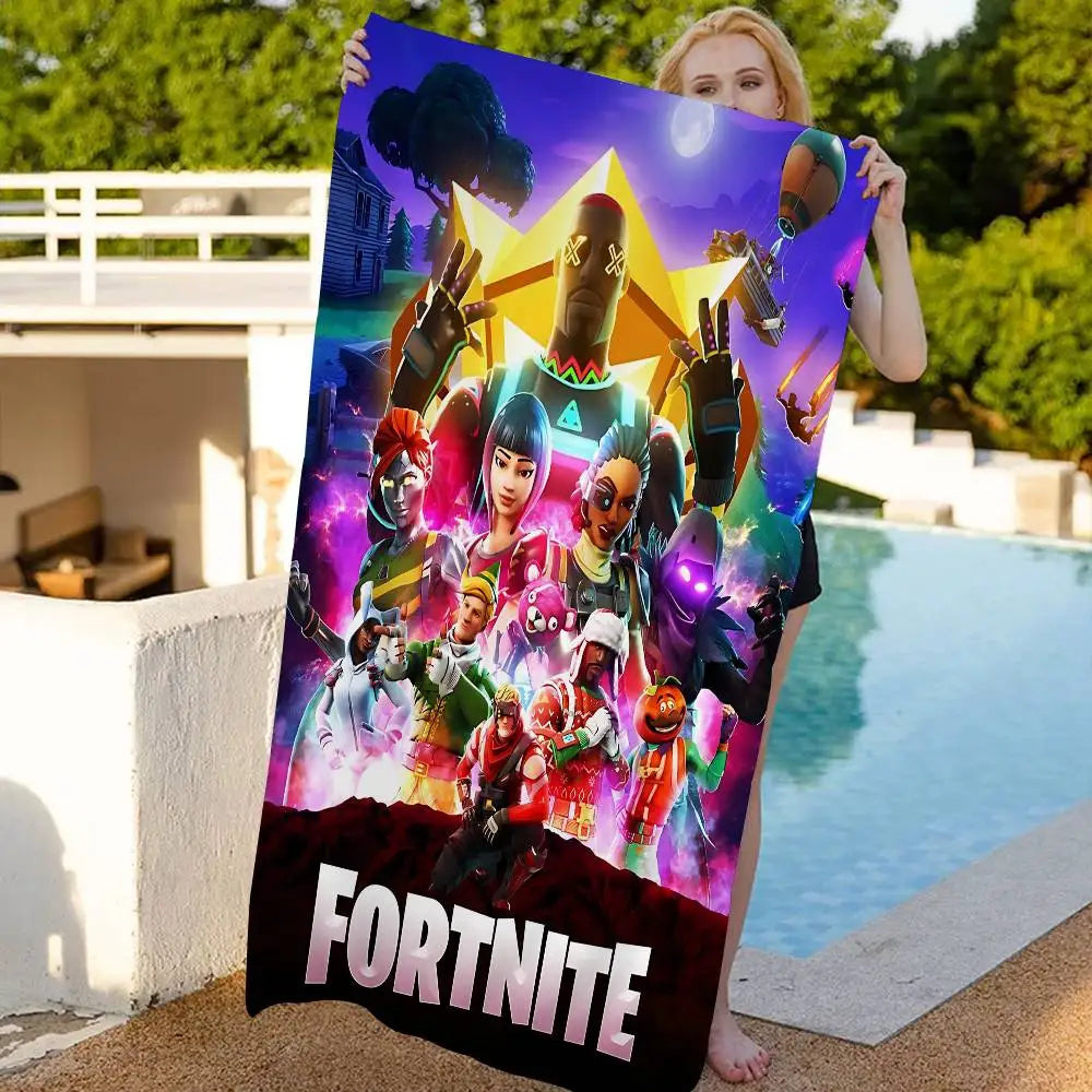 Cartoon F-Fortnite Microfiber Beach Towel – Soft, Quick-Dry & Ultra-Absorbent