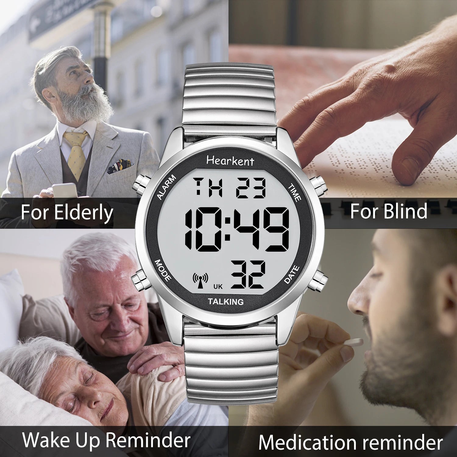 Hearkent English Talking Watch – Voice Digital Wristwatch for the Blind & Visually Impaired