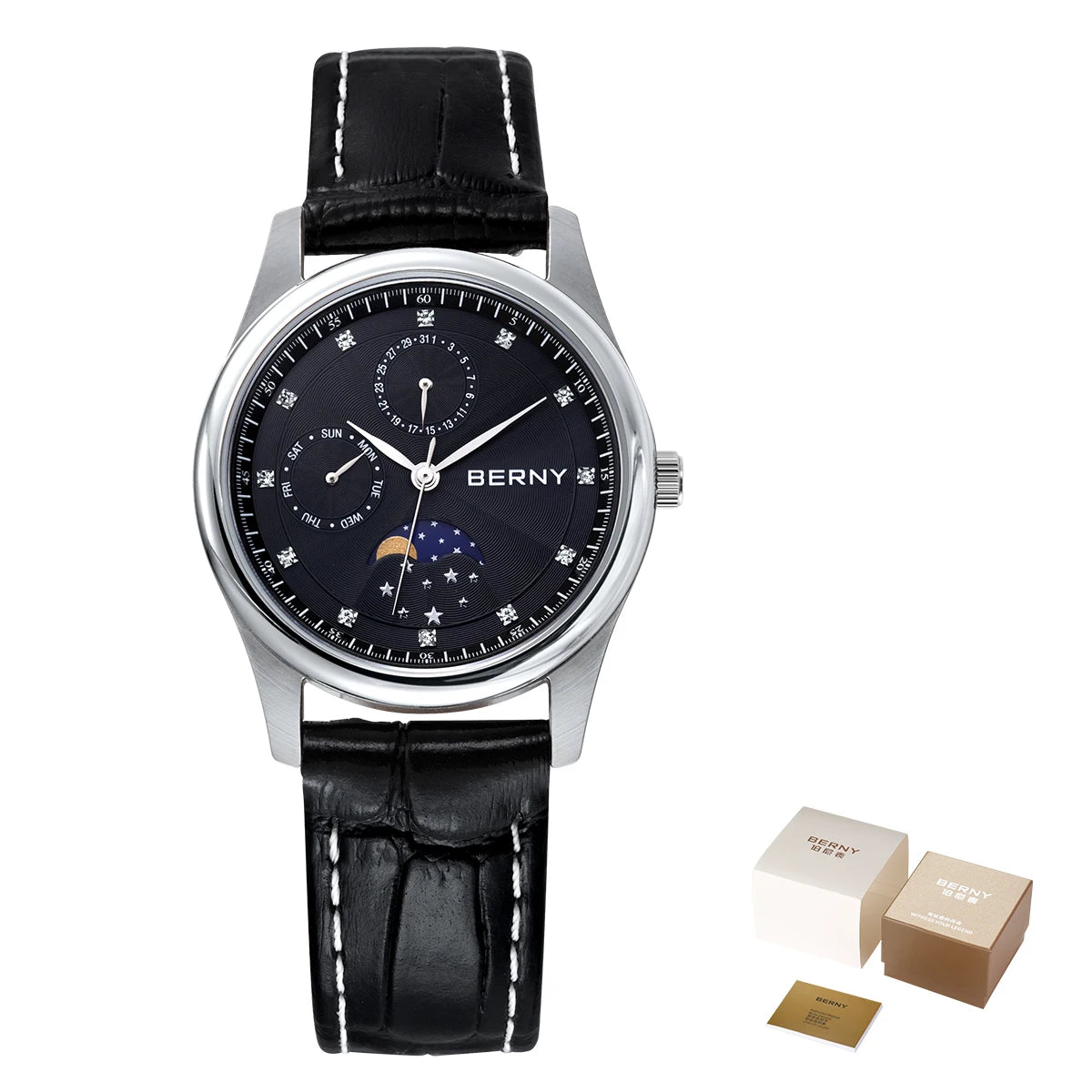Women’s Watch – Calendar, Week, and Moon Phase Quartz Watch