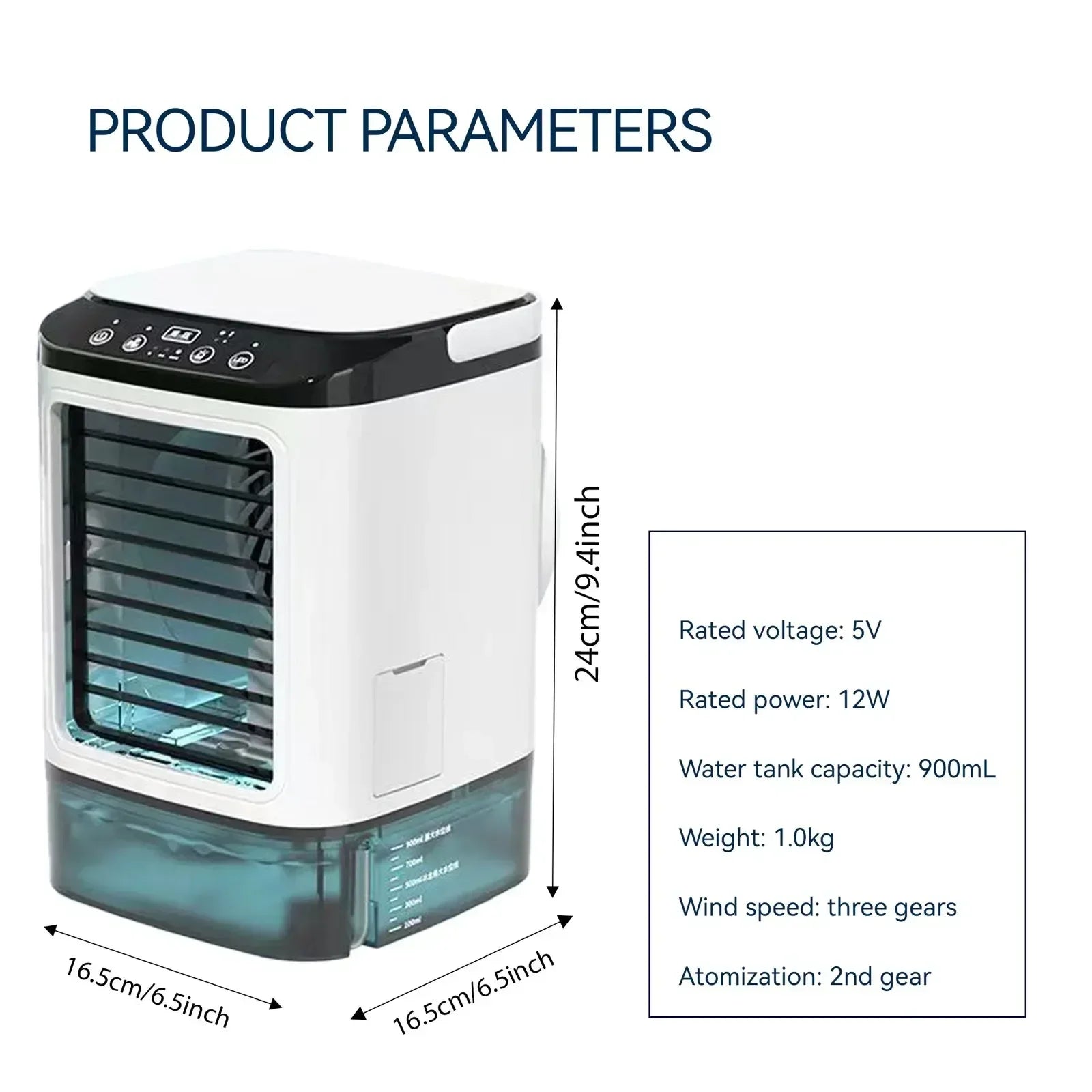 Mini Portable Air Conditioner – 3-Speed Air Cooler with 900ml Water Tank