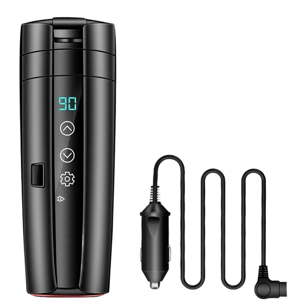 12V/24V Car Heating Cup – 400ML Stainless Steel Thermos with Smart Temperature Display