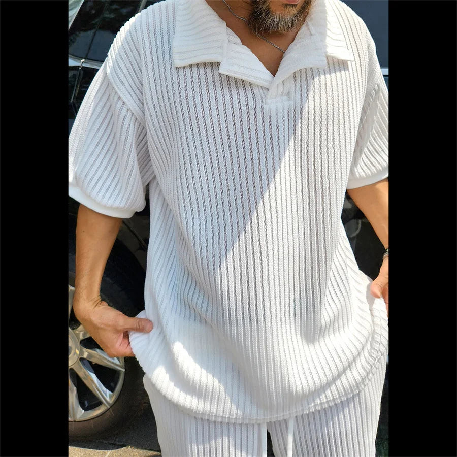 Street-Ready Comfort: 2025 Knitted T-Shirt & Shorts Set for Men