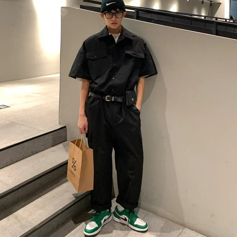 Retro Workwear-Inspired Urban Jumpsuit for Men