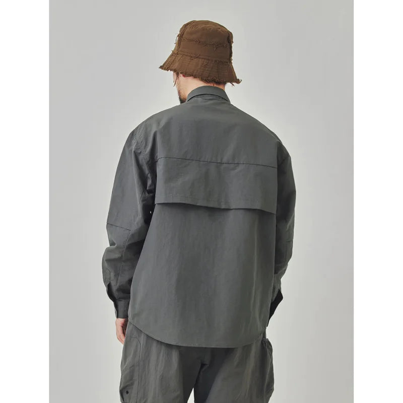 Men’s Waterproof Quick-Dry Techwear Cargo Shirt – Oversized Street Style