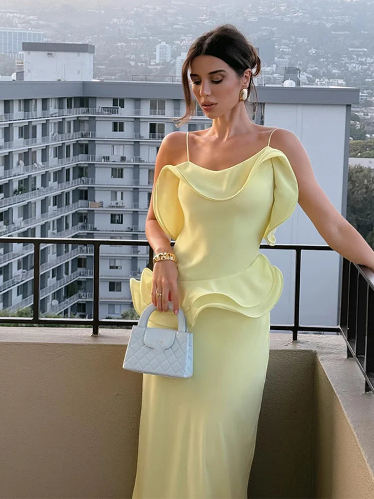 Elegant 3D Curved Women’s Dress – Sexy Backless, Sleeveless & V-Neck