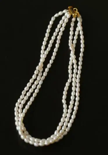 Brass Natural Baroque Pearl Layered Chain Choker Necklace