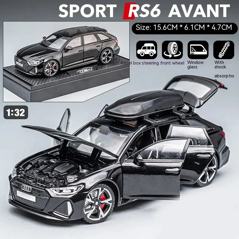 1:32 RS6 Toy Car Model – Alloy Diecast with Sound, Light & Opening Doors