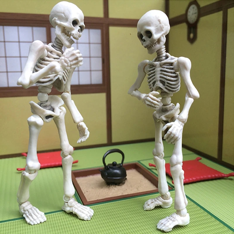 Movable Mr. Bones Skeleton Human Model Skull Full Body Mini Figure Toy Halloween