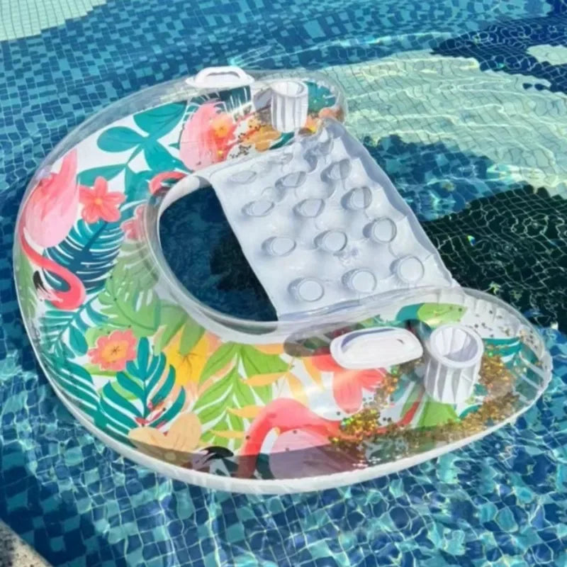 U-Shaped Inflatable Swimming Lounge Chair – Rainforest Flamingo Floating Sofa