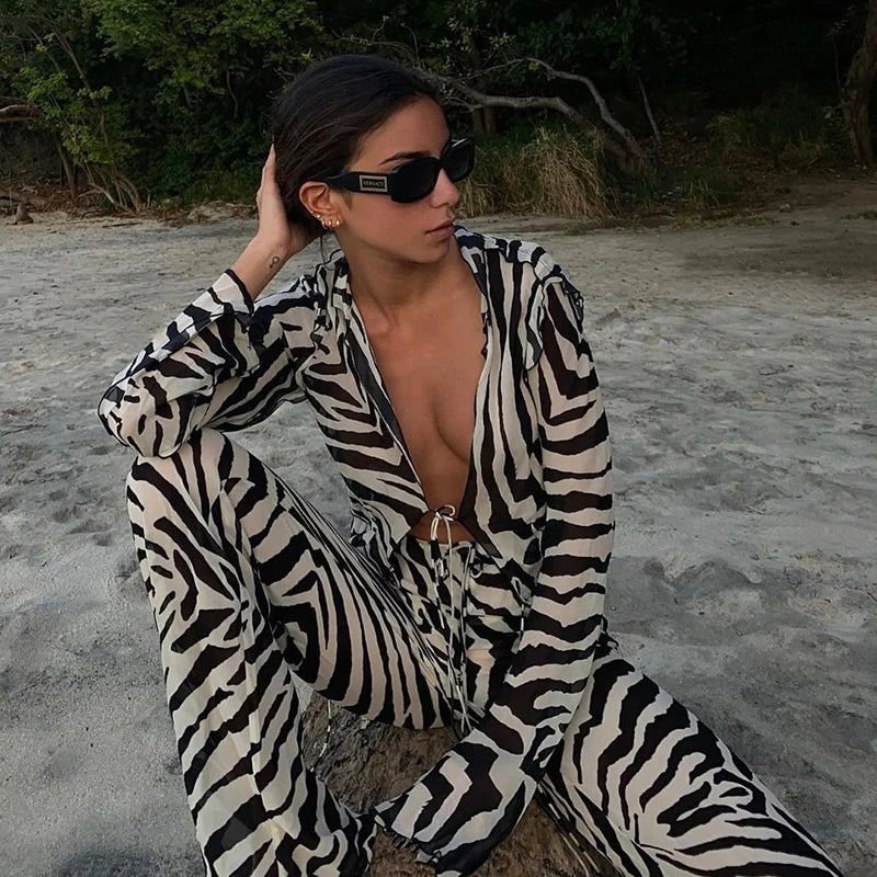 Bold & Sheer: Animal Print Mesh 2-Piece Set