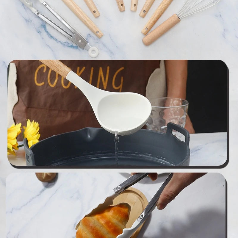 19-Piece Food-Grade Silicone Kitchen Utensil Set
