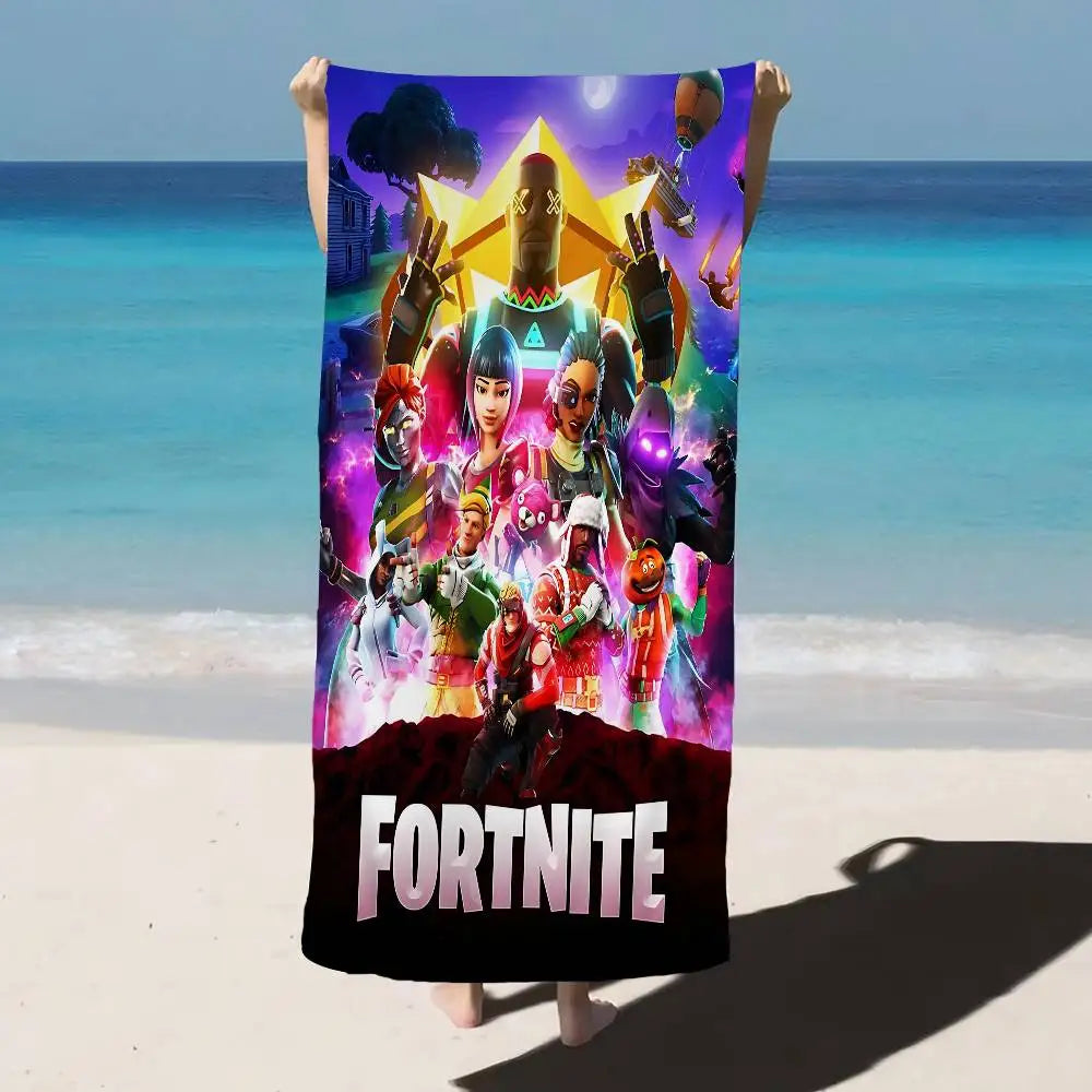 Cartoon F-Fortnite Microfiber Beach Towel – Soft, Quick-Dry & Ultra-Absorbent