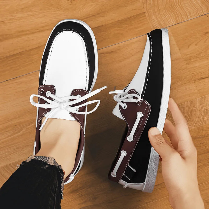 Men’s PU Leather Loafers – Strap Design Slip-On Boat Shoes