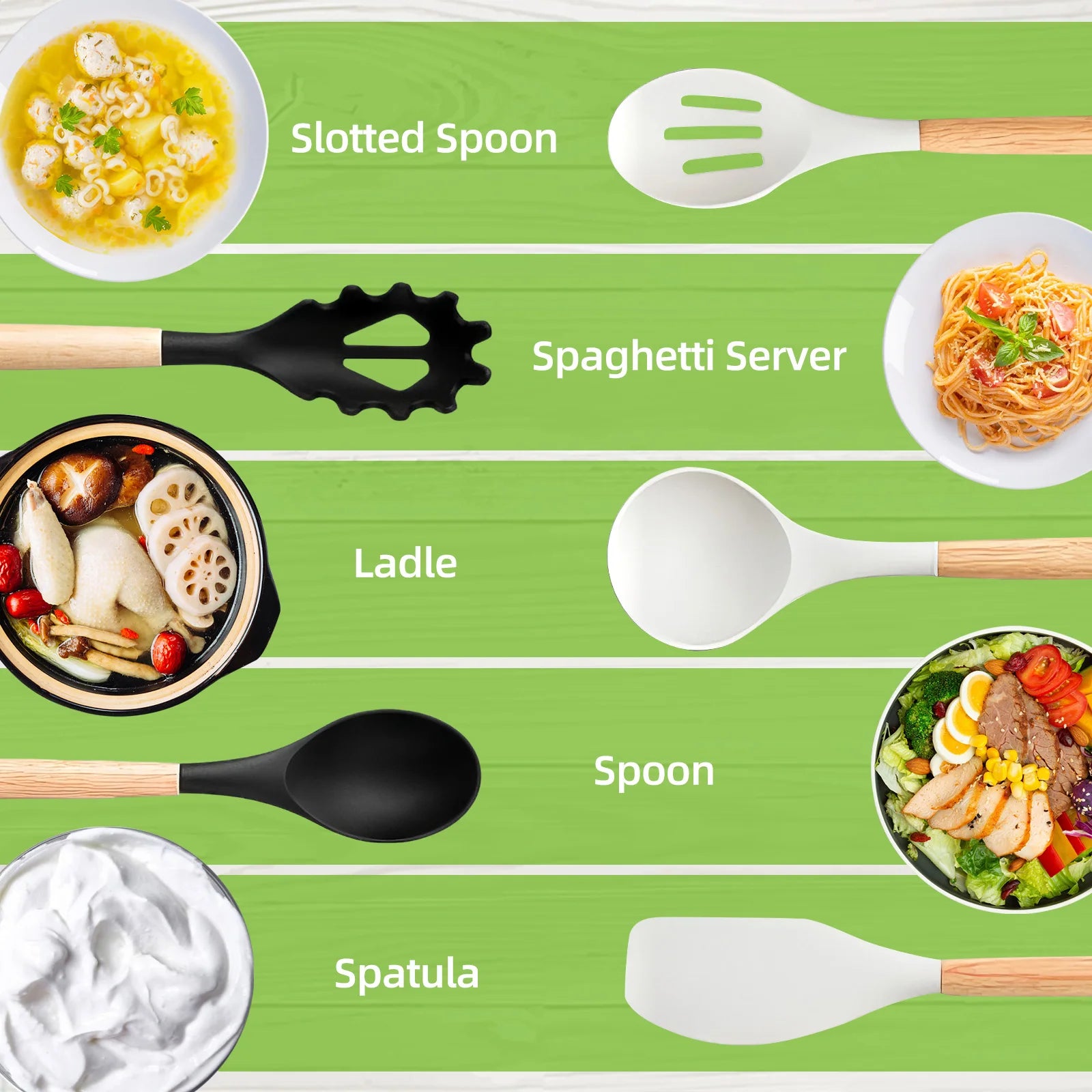 Silicone Cooking Utensils Set – Heat Resistant & Nonstick Safe