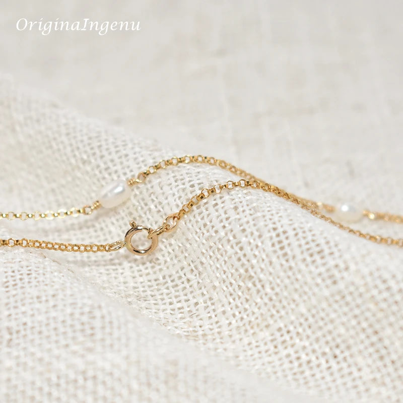 Natural Pearl Necklace – 14K Gold-Filled Choker