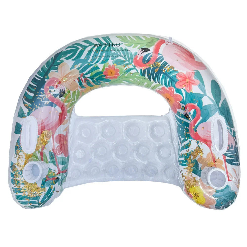 U-Shaped Inflatable Swimming Lounge Chair – Rainforest Flamingo Floating Sofa