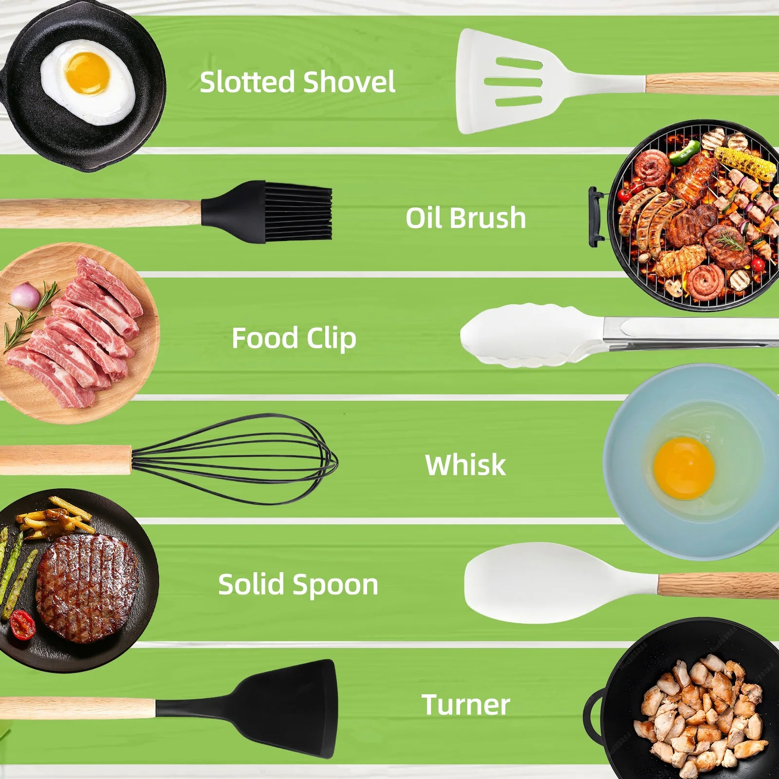Silicone Cooking Utensils Set – Heat Resistant & Nonstick Safe