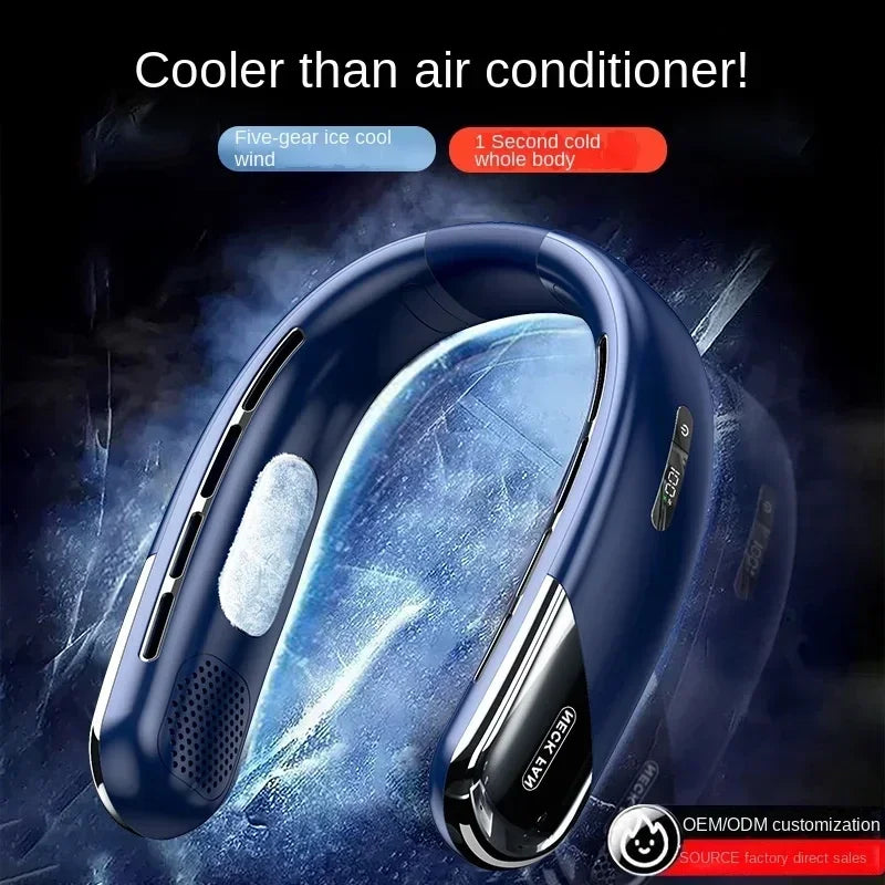 10,000mAh Portable Bladeless Neck Fan – Silent & Powerful Cooling