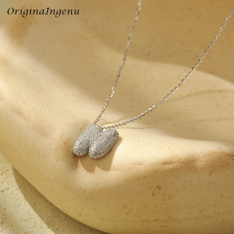 Silver Bubble Letter Name Necklace – A–Z Initials