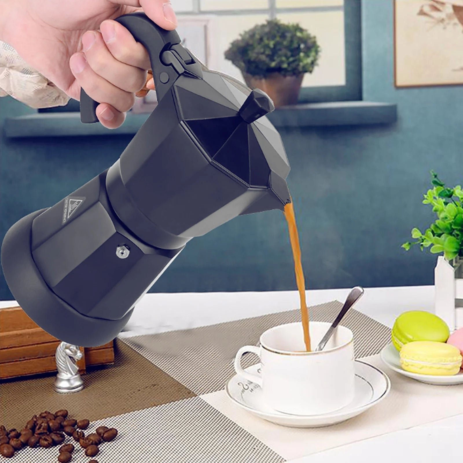 300ml Electric Espresso Maker – Classic Mocha Pot with Separate Heating Base