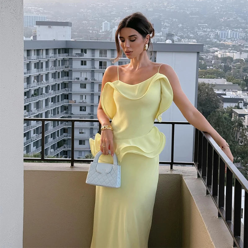 Elegant 3D Curved Women’s Dress – Sexy Backless, Sleeveless & V-Neck