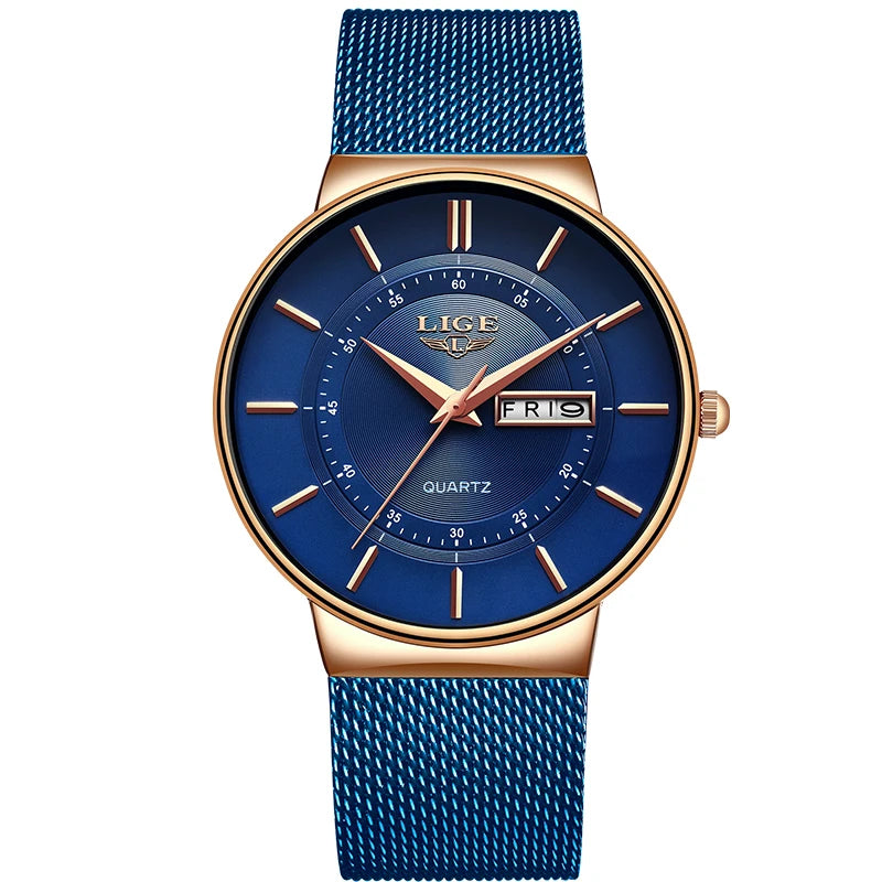 Fashion Luxury Men’s Watch – Ultra Thin Quartz with Stainless Mesh Belt