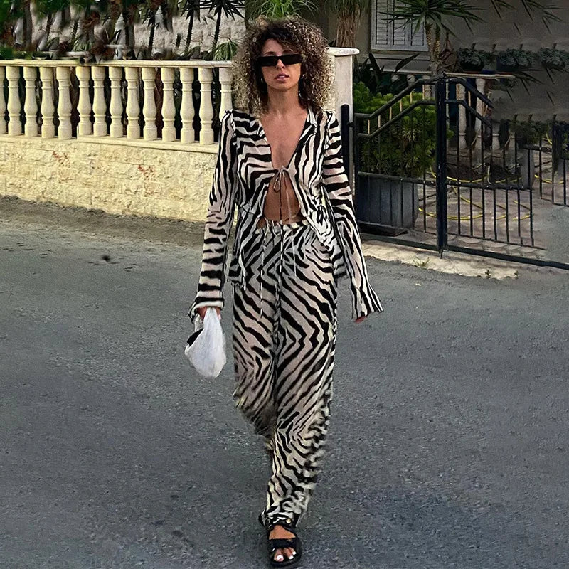 Bold & Sheer: Animal Print Mesh 2-Piece Set