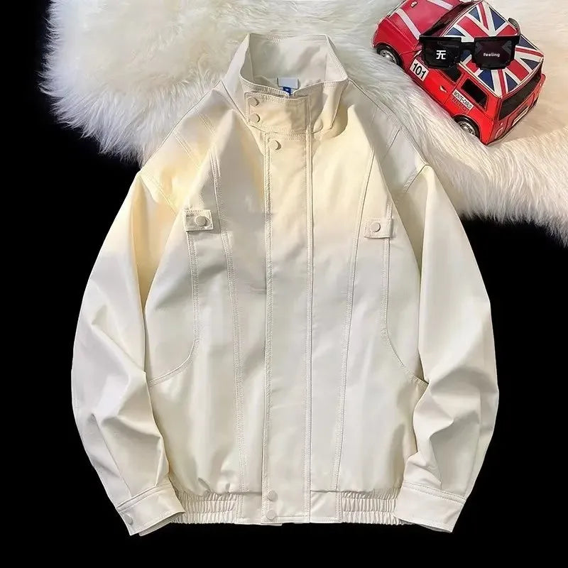 American Retro Oversized PU Leather Jacket – Spring 2025 Edition