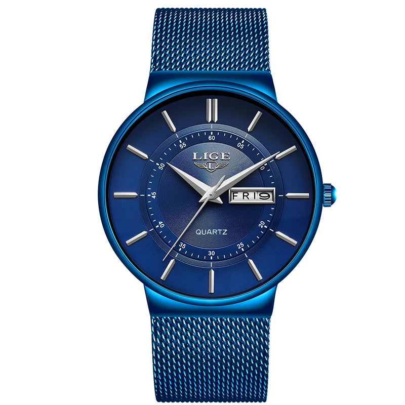 Fashion Luxury Men’s Watch – Ultra Thin Quartz with Stainless Mesh Belt