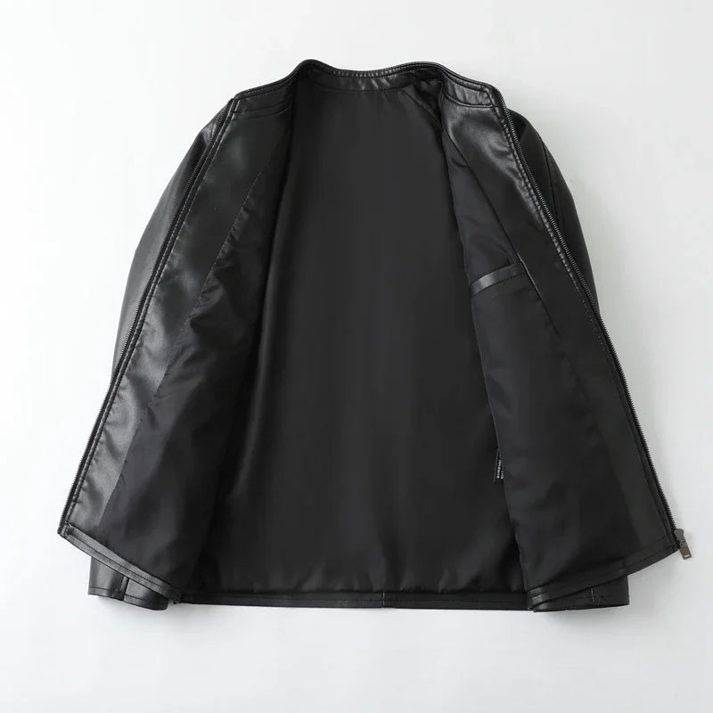 New Biker PU Leather Jacket – Men’s Motorcycle Slim Overcoat