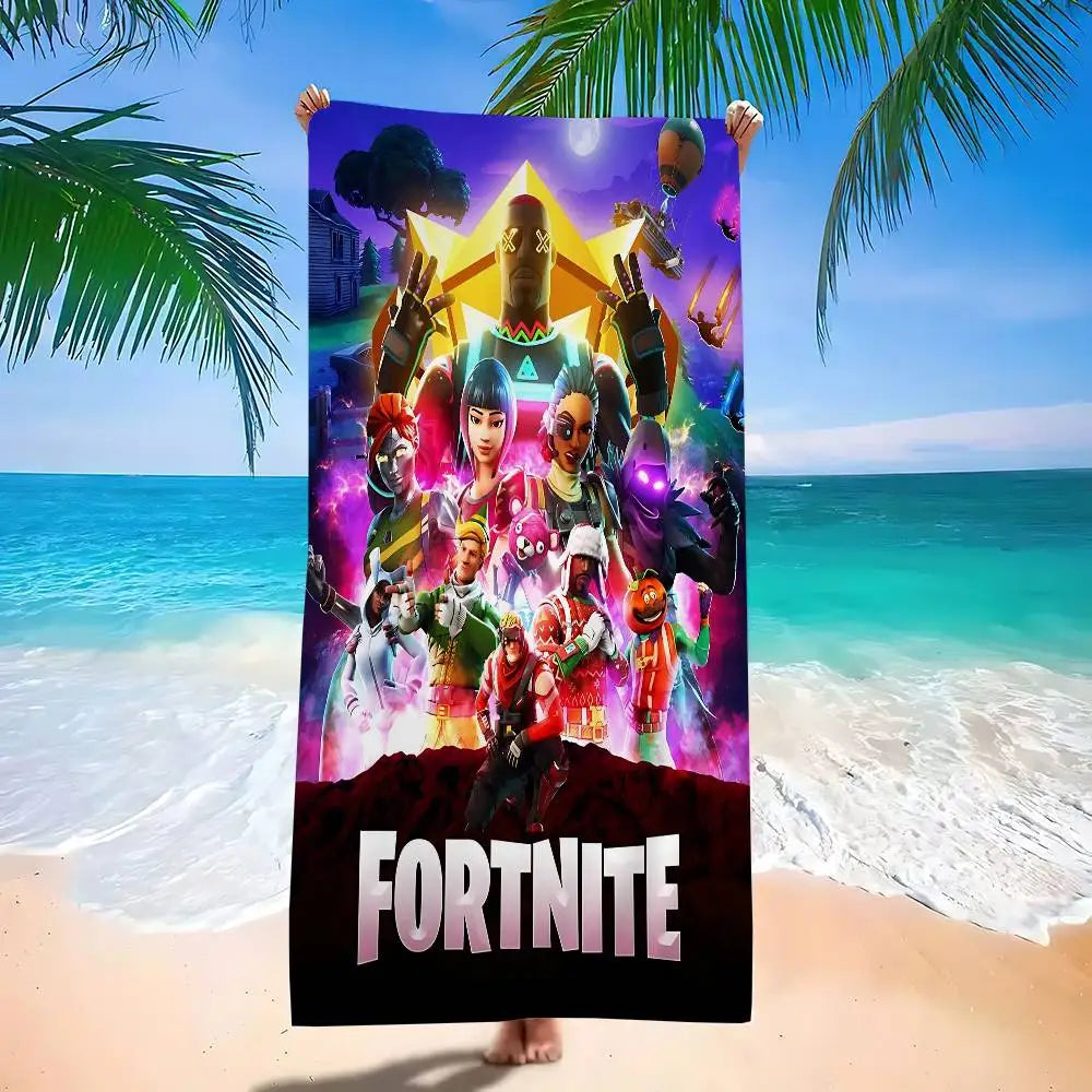 Cartoon F-Fortnite Microfiber Beach Towel – Soft, Quick-Dry & Ultra-Absorbent
