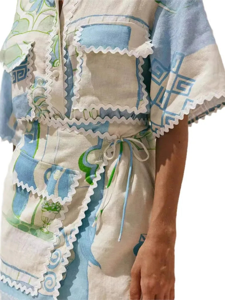 Playful & Polished: Printed Ruffle Two-Piece Set for Summer
