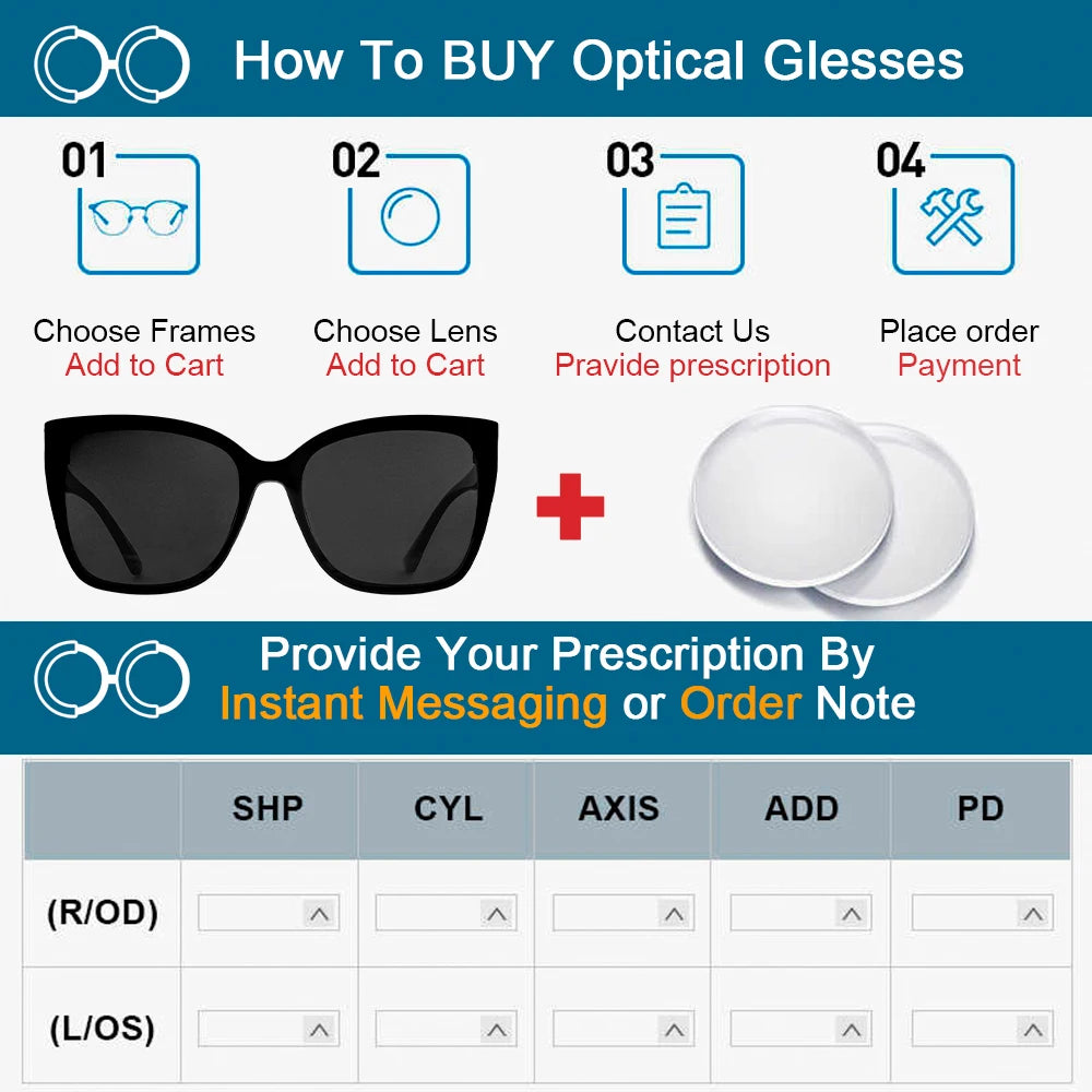 Oversized Women’s Cat Eye Sunglasses – Polarized & Presbyopia Lenses