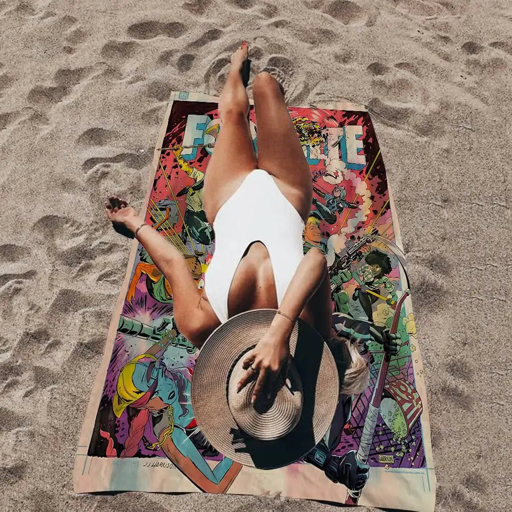 Cartoon F-Fortnite Microfiber Beach Towel – Soft, Quick-Dry & Ultra-Absorbent