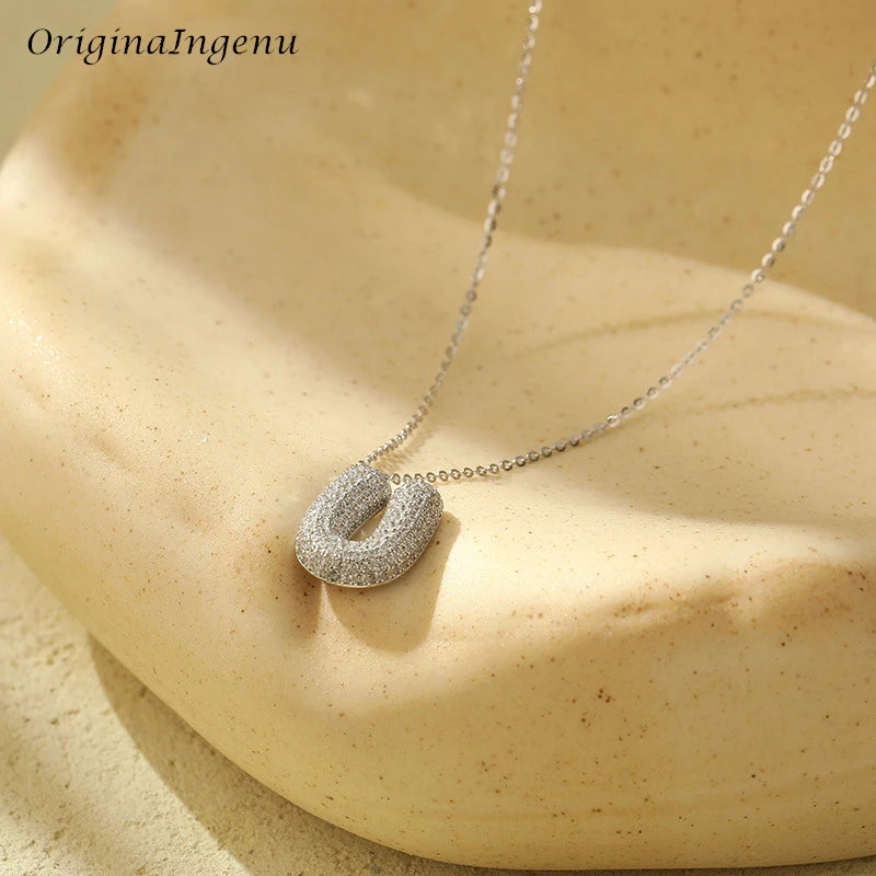 Silver Bubble Letter Name Necklace – A–Z Initials