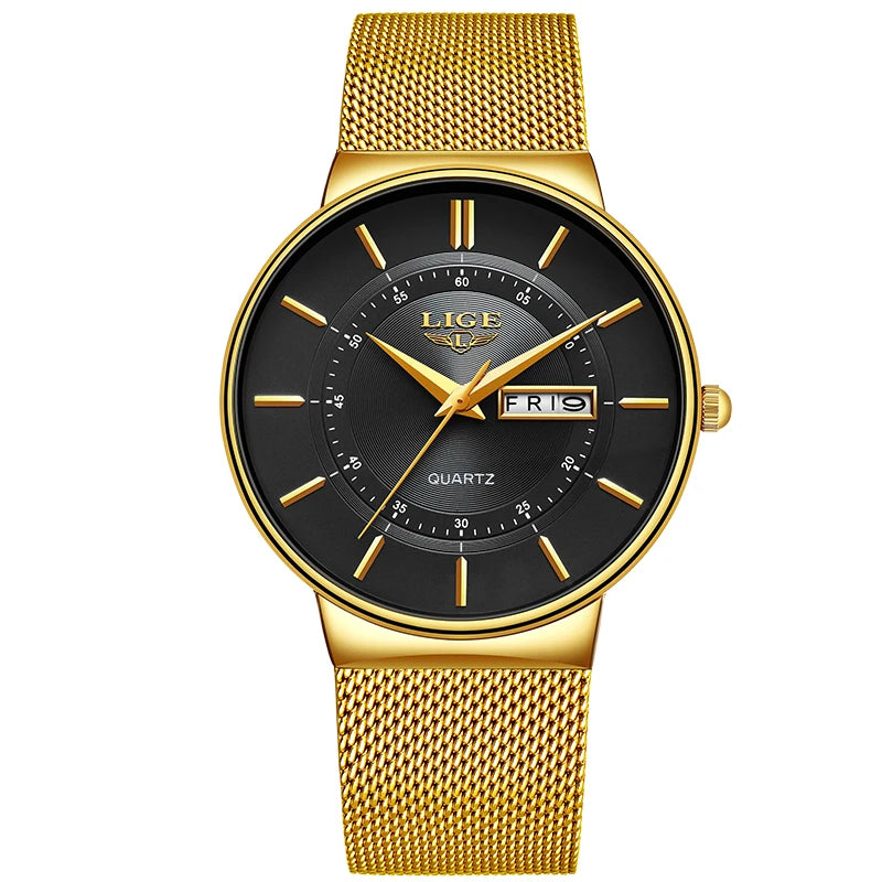 Fashion Luxury Men’s Watch – Ultra Thin Quartz with Stainless Mesh Belt